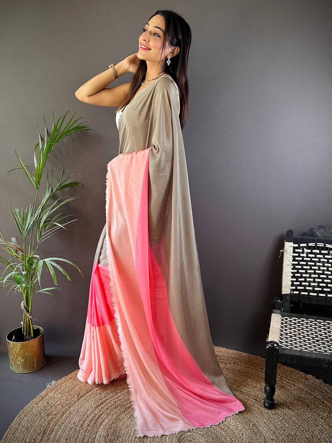 Elegance Cutwork Chiffon Saree