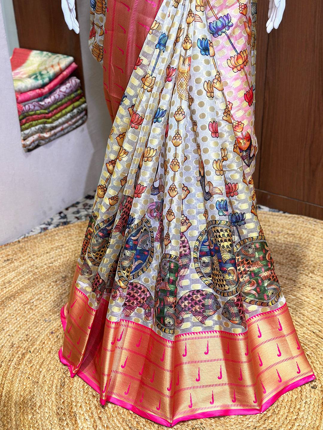 Vibrant Kalamkari Digital Print Saree