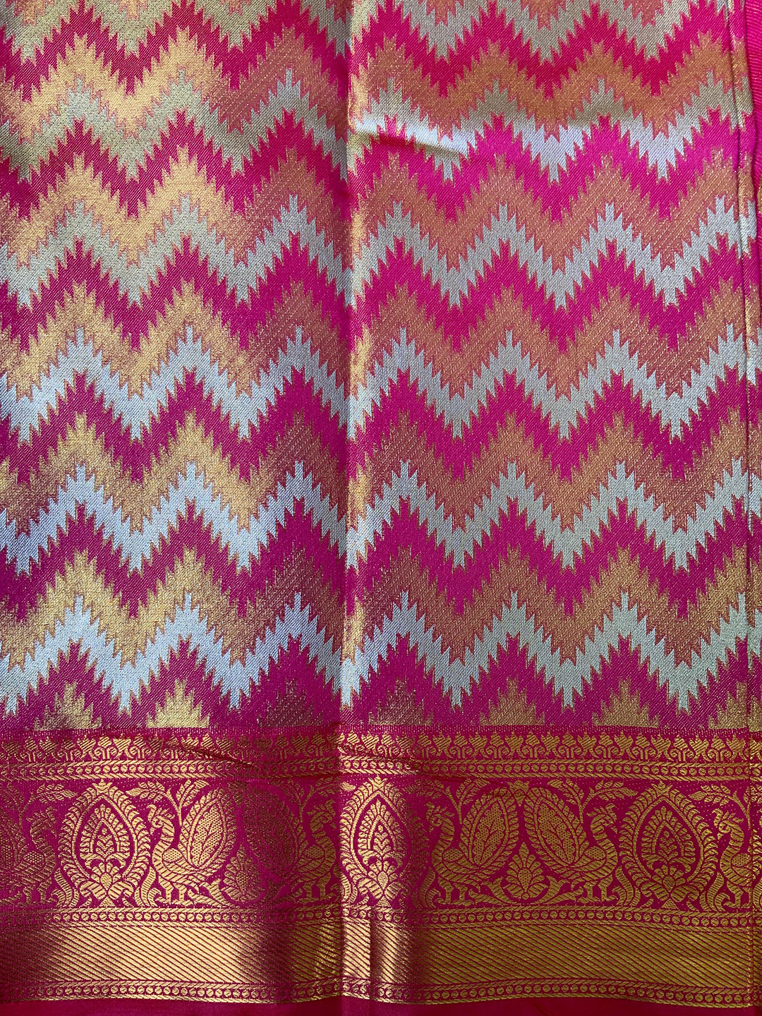 Vibrant Pink Zigzag Chevron Saree