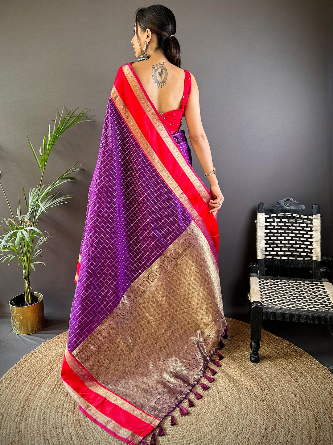 Purple Colour Silk Woven Kanchi Banarasi Saree