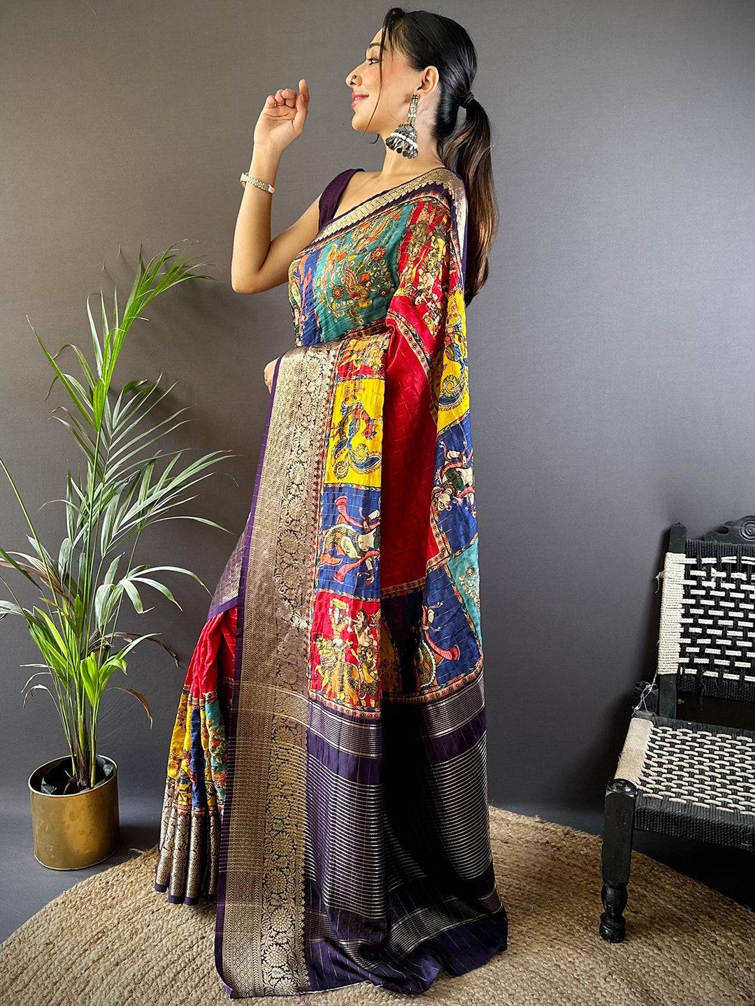 Patchwork Grace Viscose Dola Silk Saree