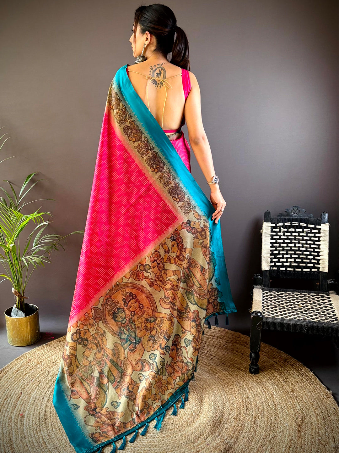 Rani Soft Silk Kalamkari Pallu Saree