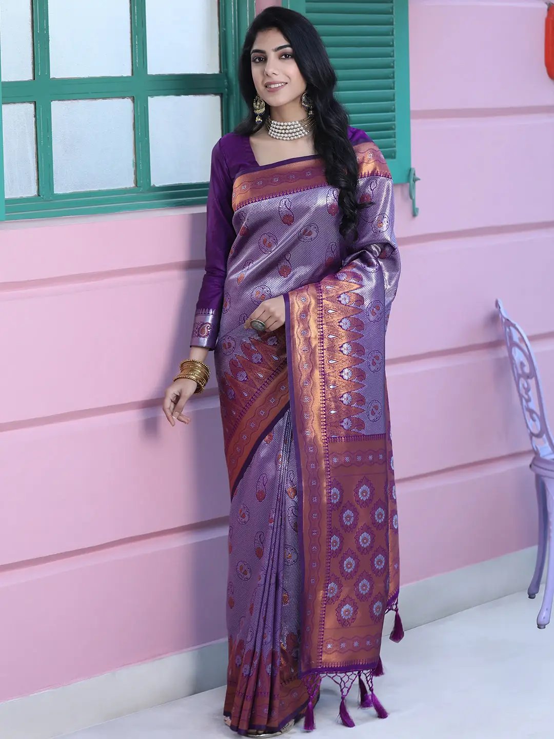 Kanjivaram Silk Saree With Zari Work 