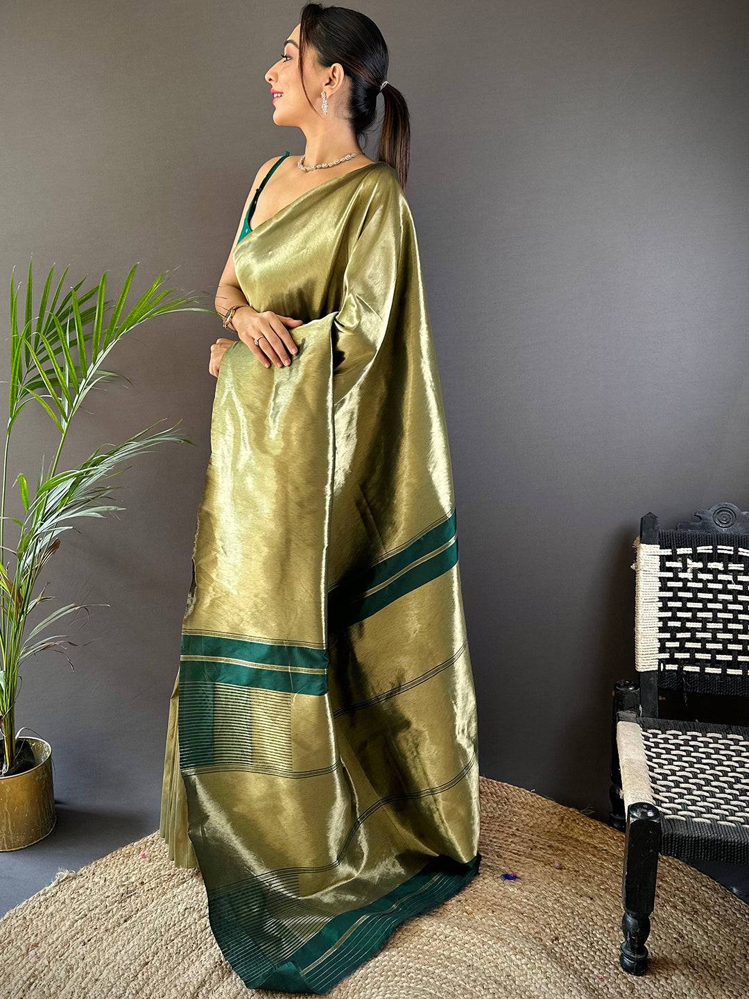 Olive Elegance Kanjivaram Saree