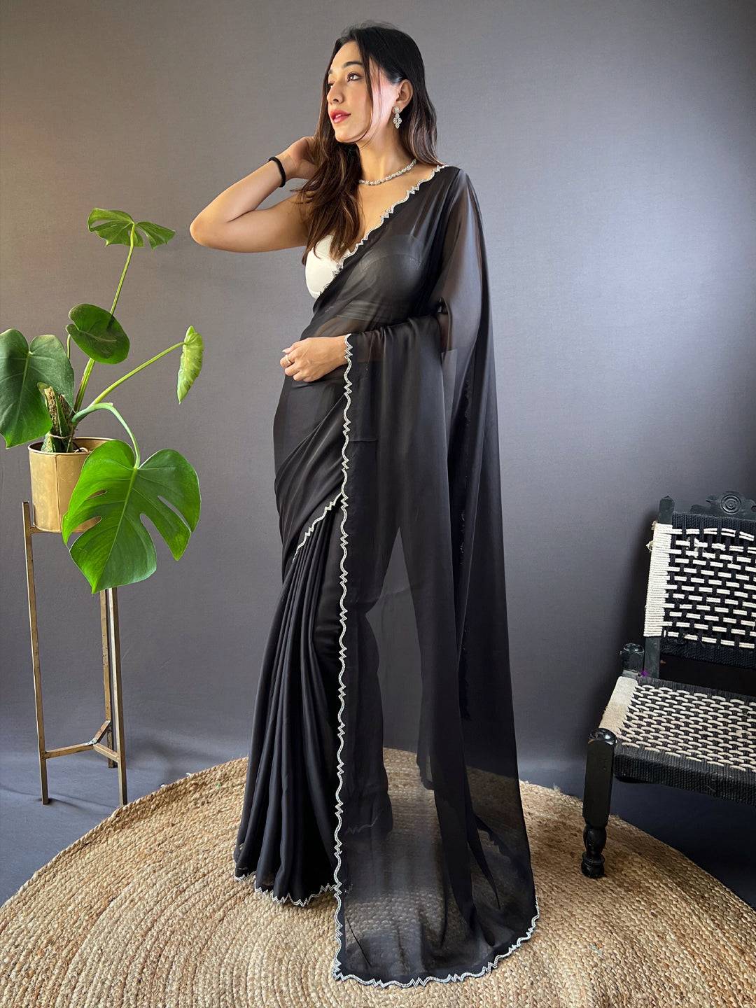 Black Rangoli Silk Saree