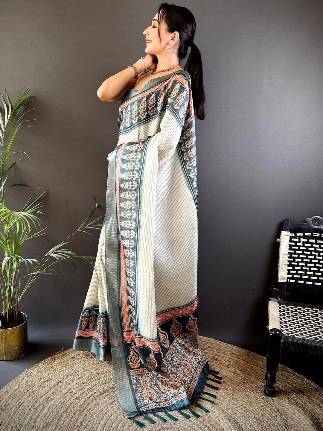 Radiant Rama Soft Silk Digital Print Saree