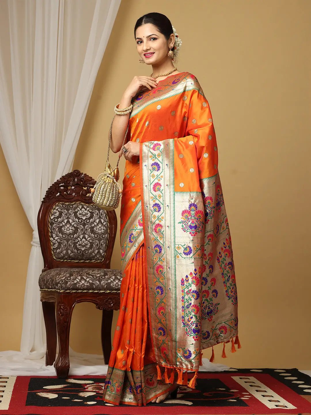 Yevla Paithani Minakari Silk Saree