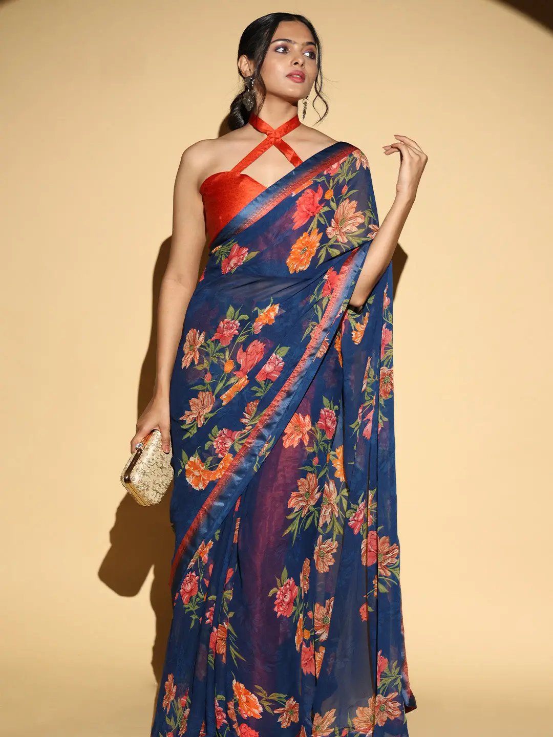  Soft Georgette Multi Colored Saree