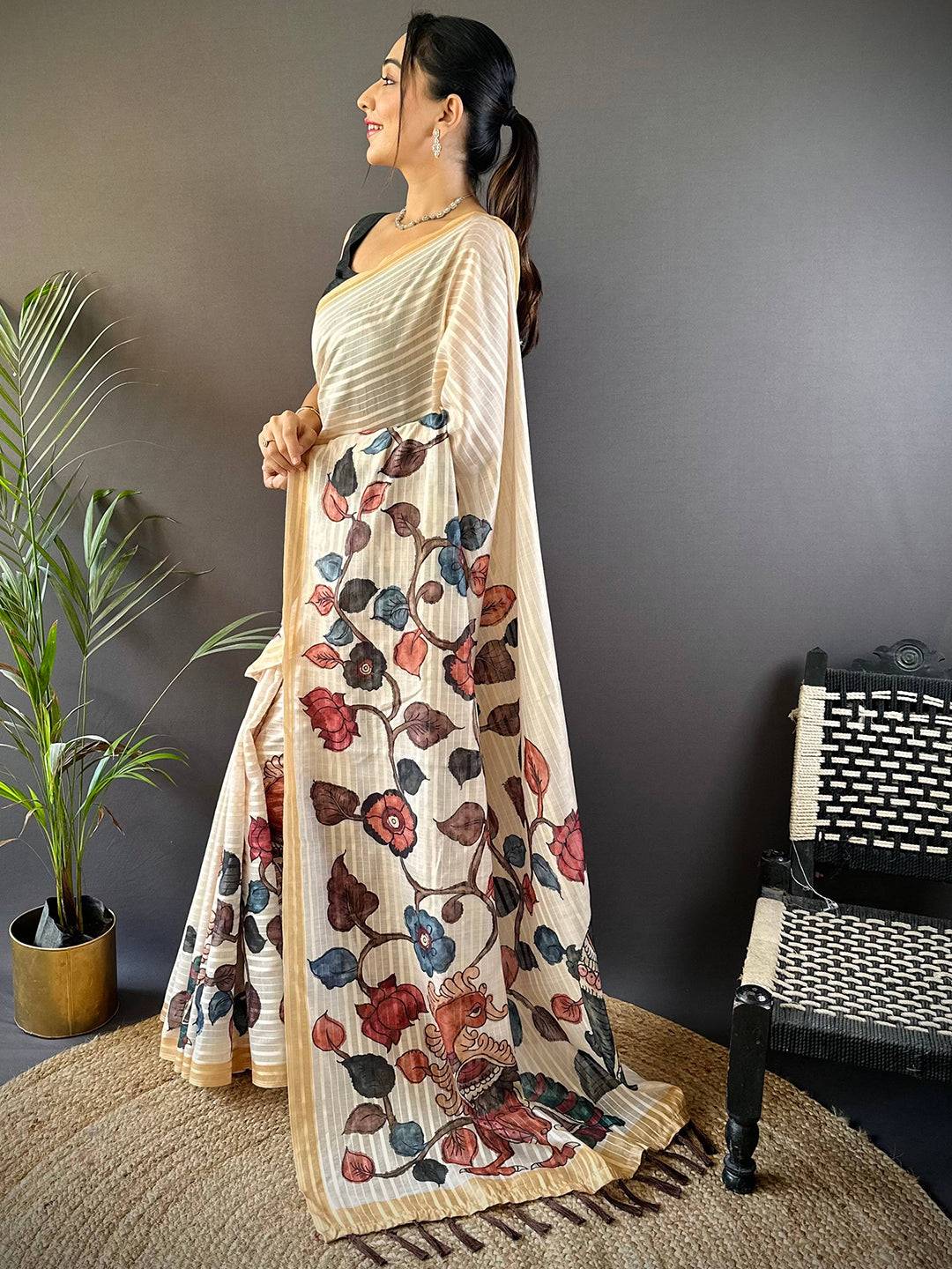 Artisan Bloom Kalamkari Saree