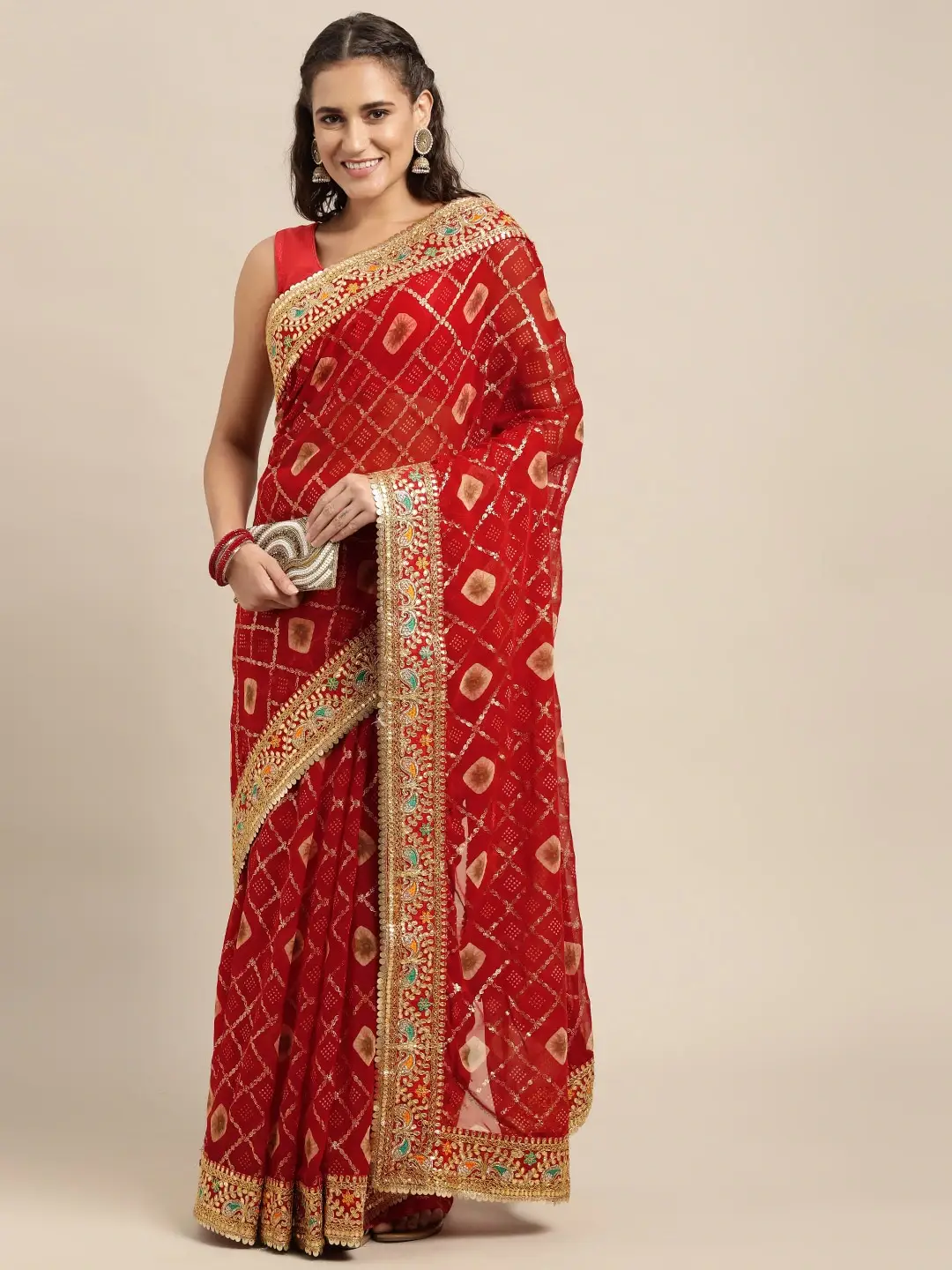  Chiffon Foil And Bandhej Print Saree