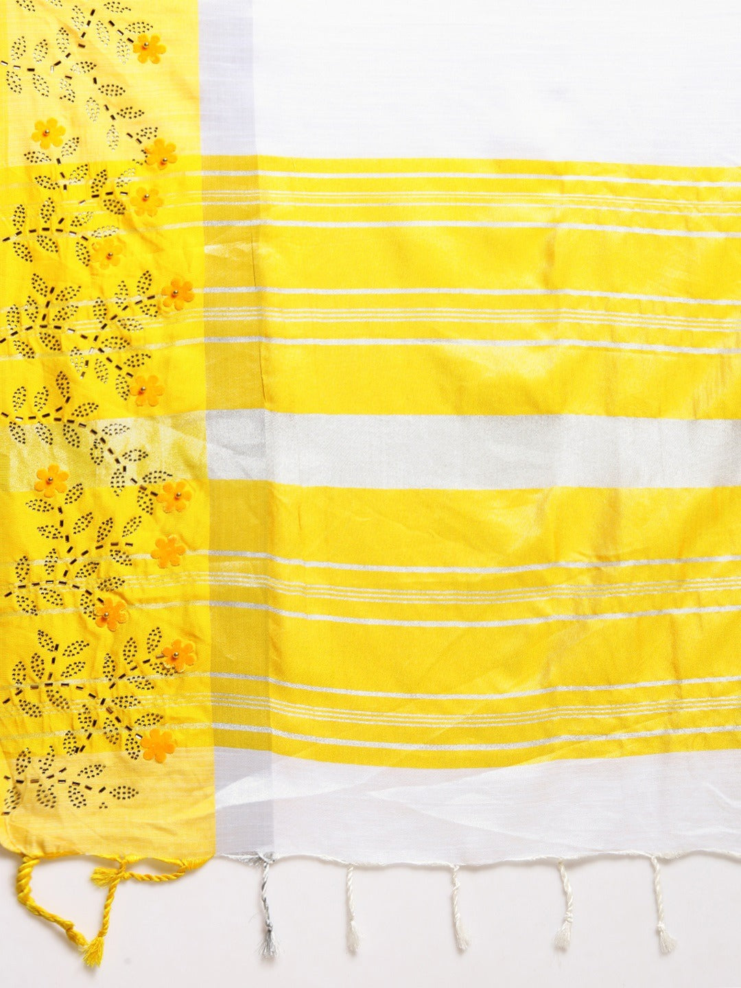  Yellow Colour Linen Blend Khadi Saree