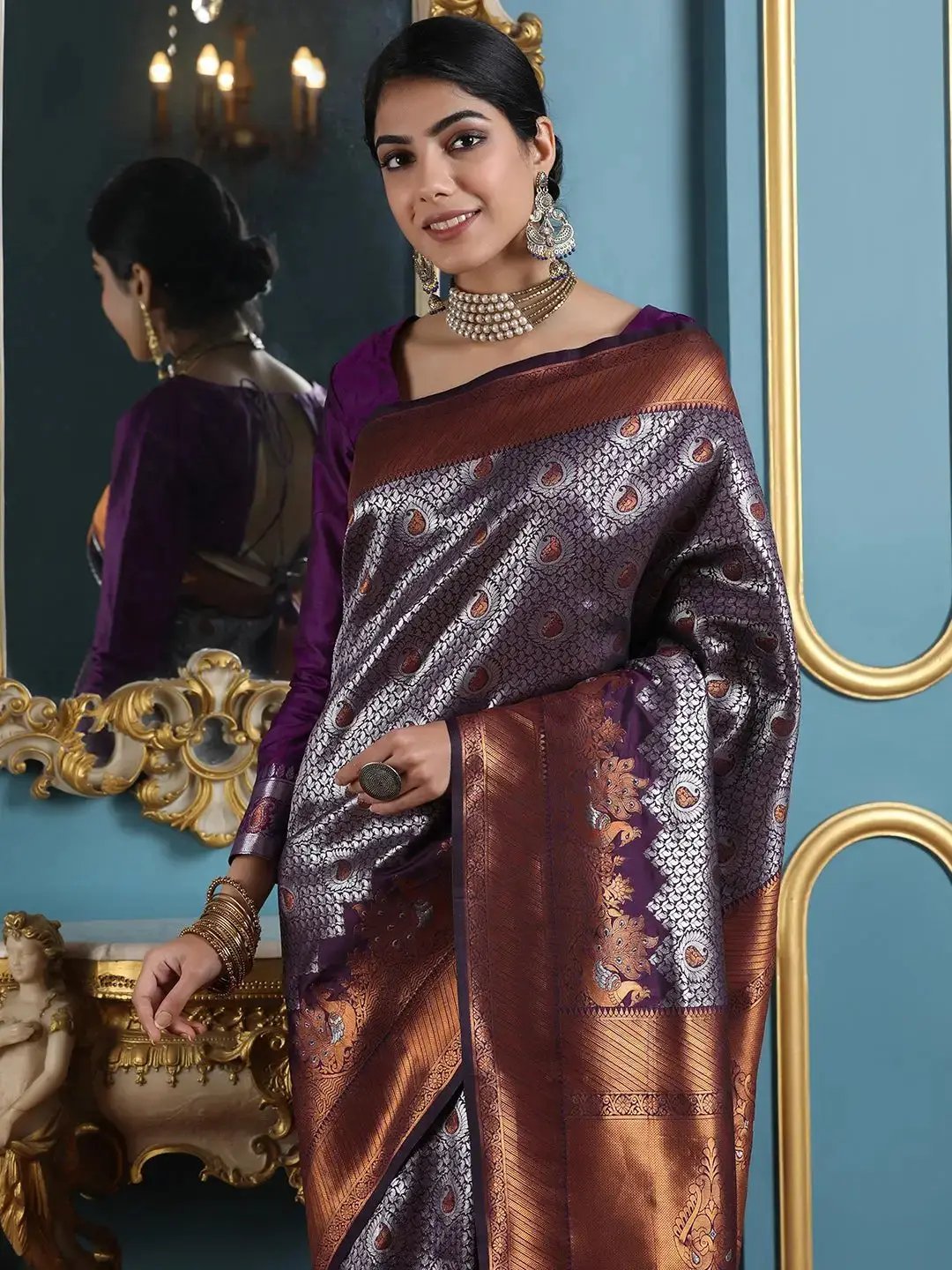 Bollywood Kanjivaram Silk Saree With Zari Work