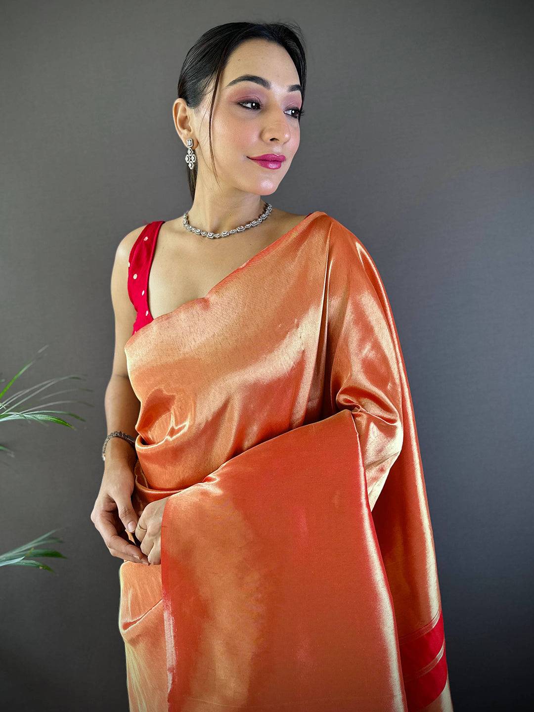 Coral Elegance Kanjivaram Saree