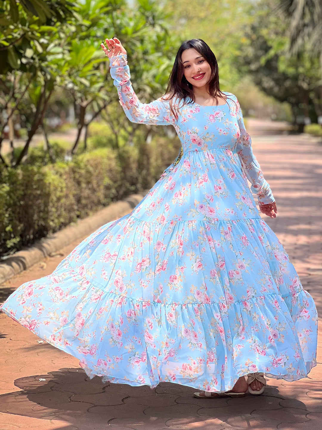 Sky Beauty Floral Printed Dress