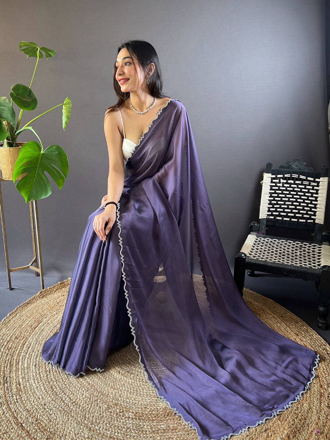 Lavender Frost Rangoli Silk Saree