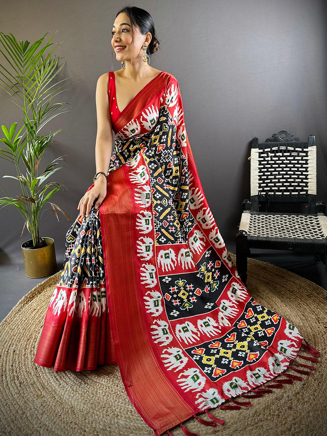 Black Soft Silk Patola Radiance Saree