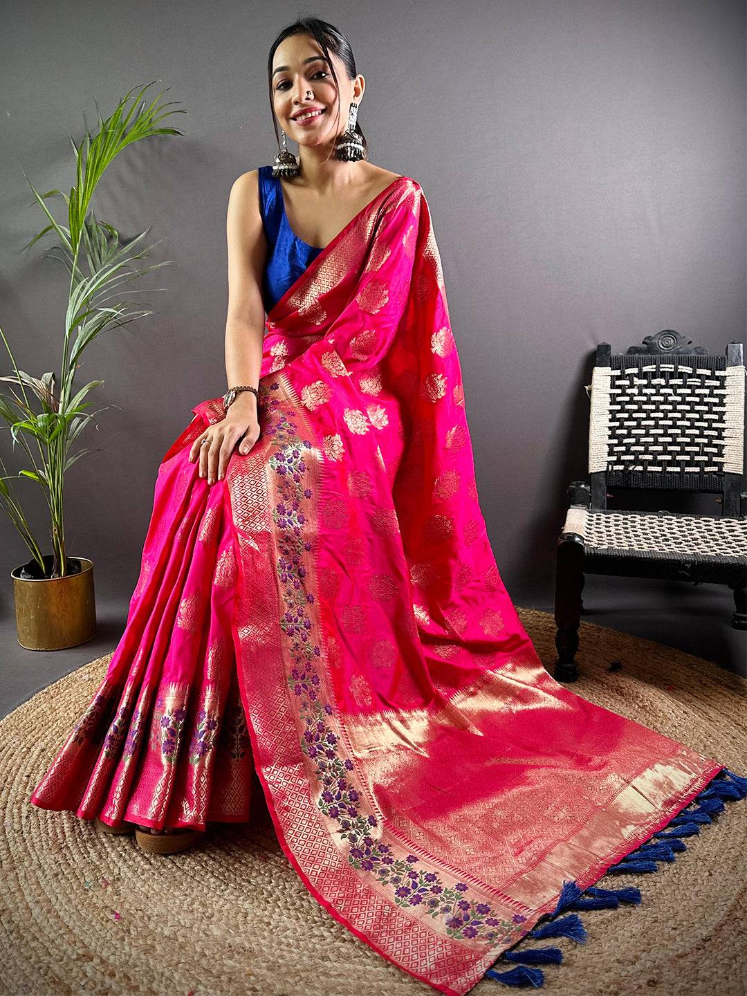 Golden Bloom Banarasi Elegance Saree