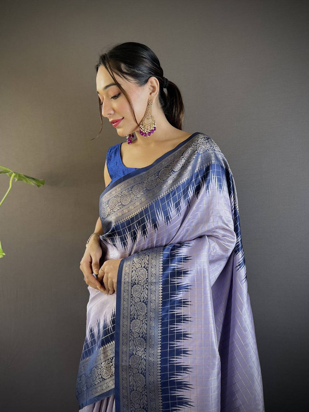 Mauve Banarasi Silk Gadwal Pattu Saree