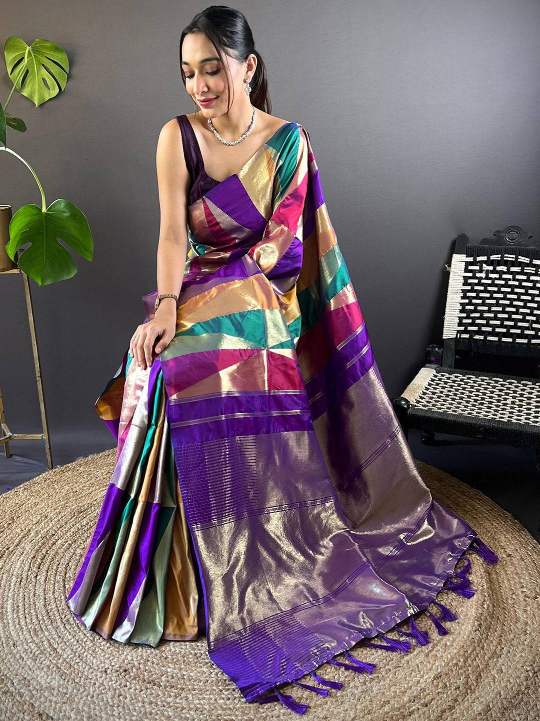 Geometrical Design Kanjivaram Silk Saree