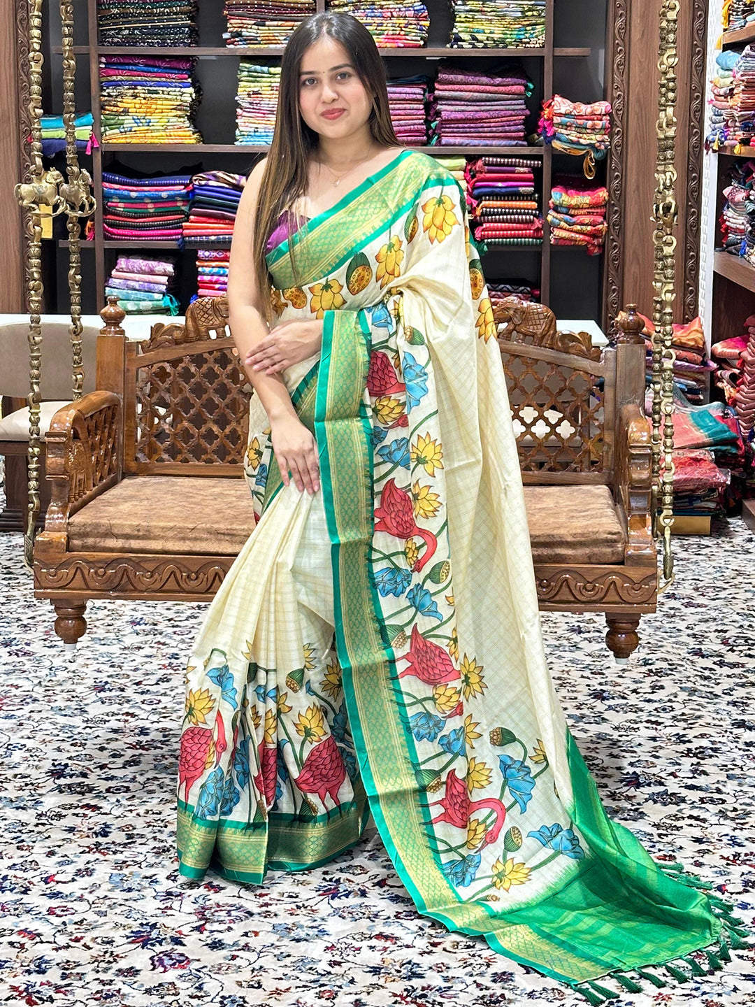 Green Uppada Silk Sarees Get Extra 10% Discount on All Prepaid Transac –  Dailybuyys