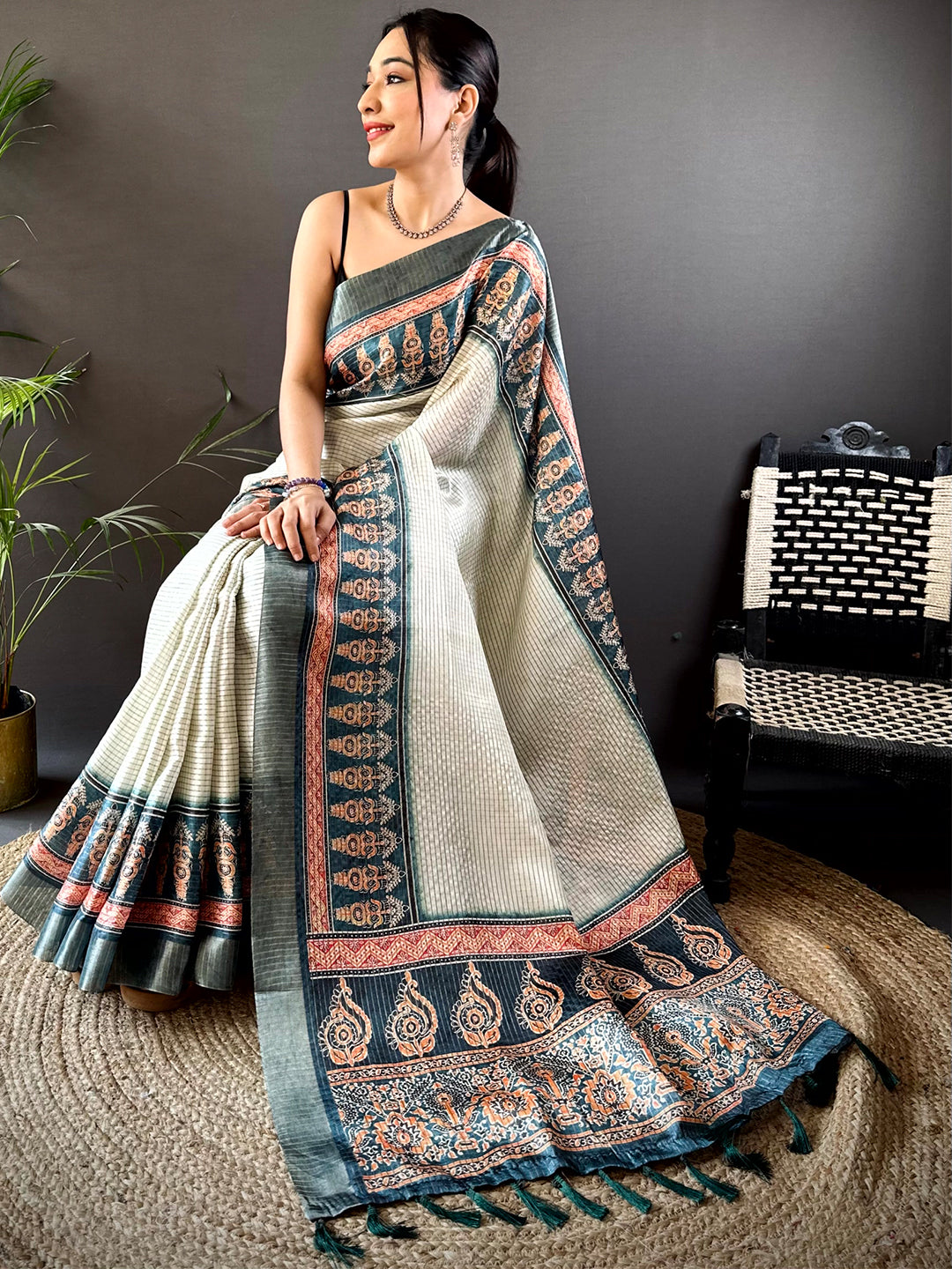 Radiant Rama Soft Silk Digital Print Saree