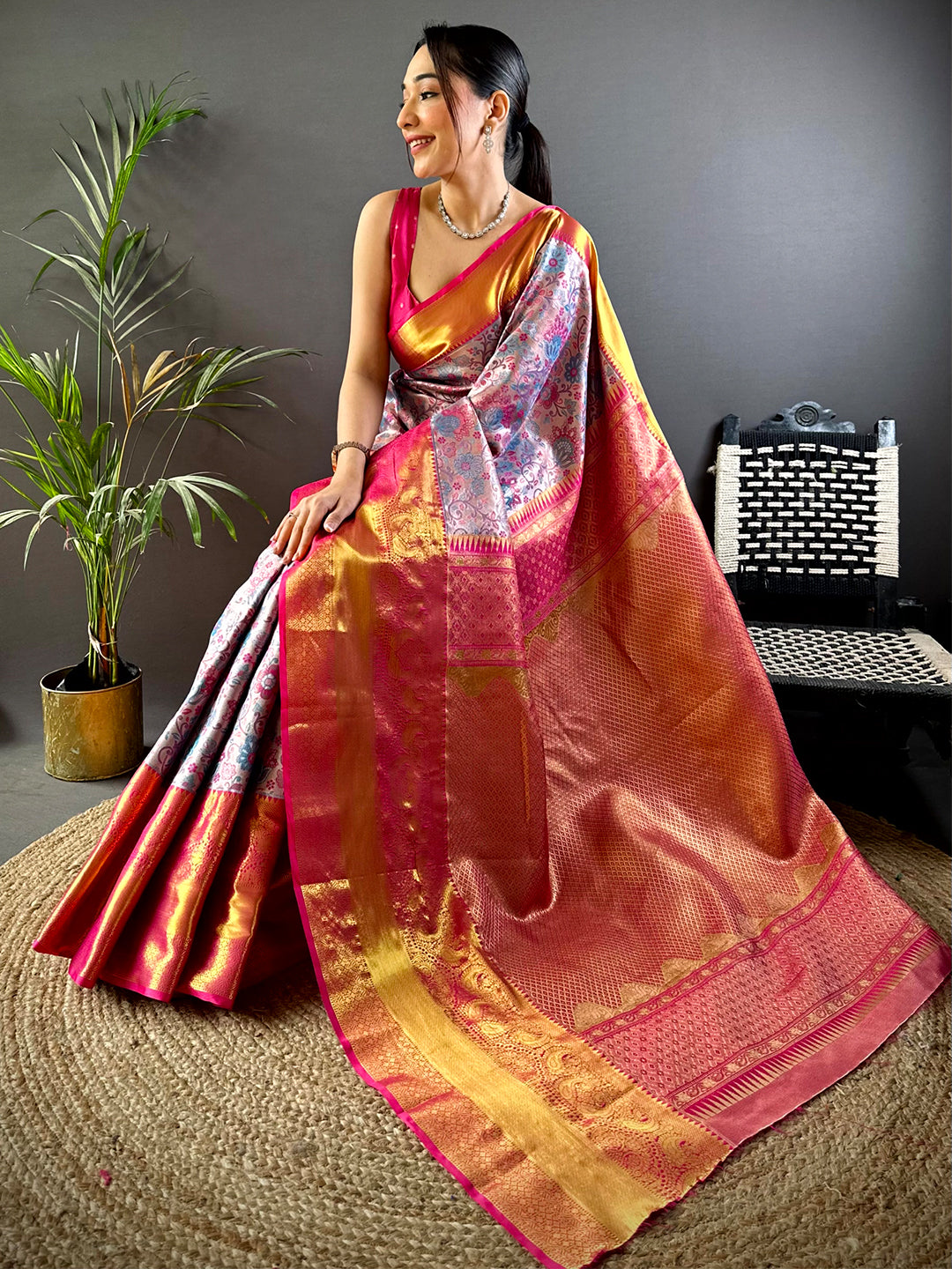 Radiance Dharmavaram Silk Floral Saree