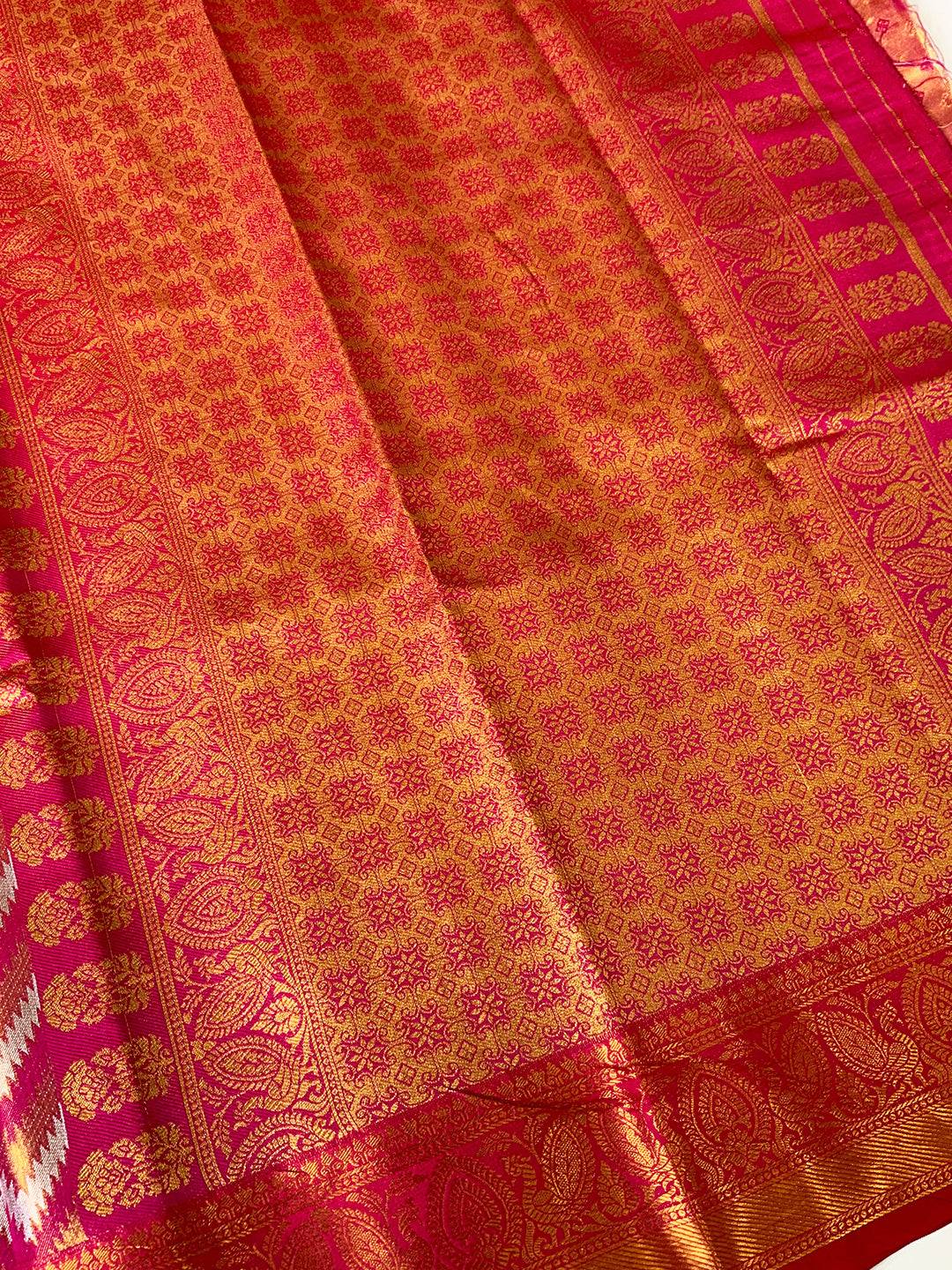 Vibrant Pink Zigzag Chevron Saree