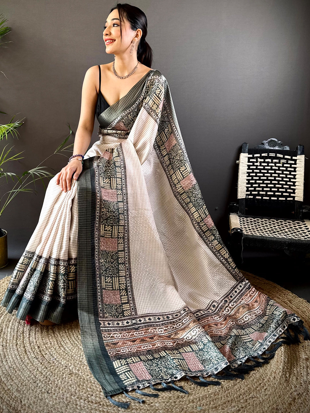 Radiant Black Soft Silk Digital Print Saree