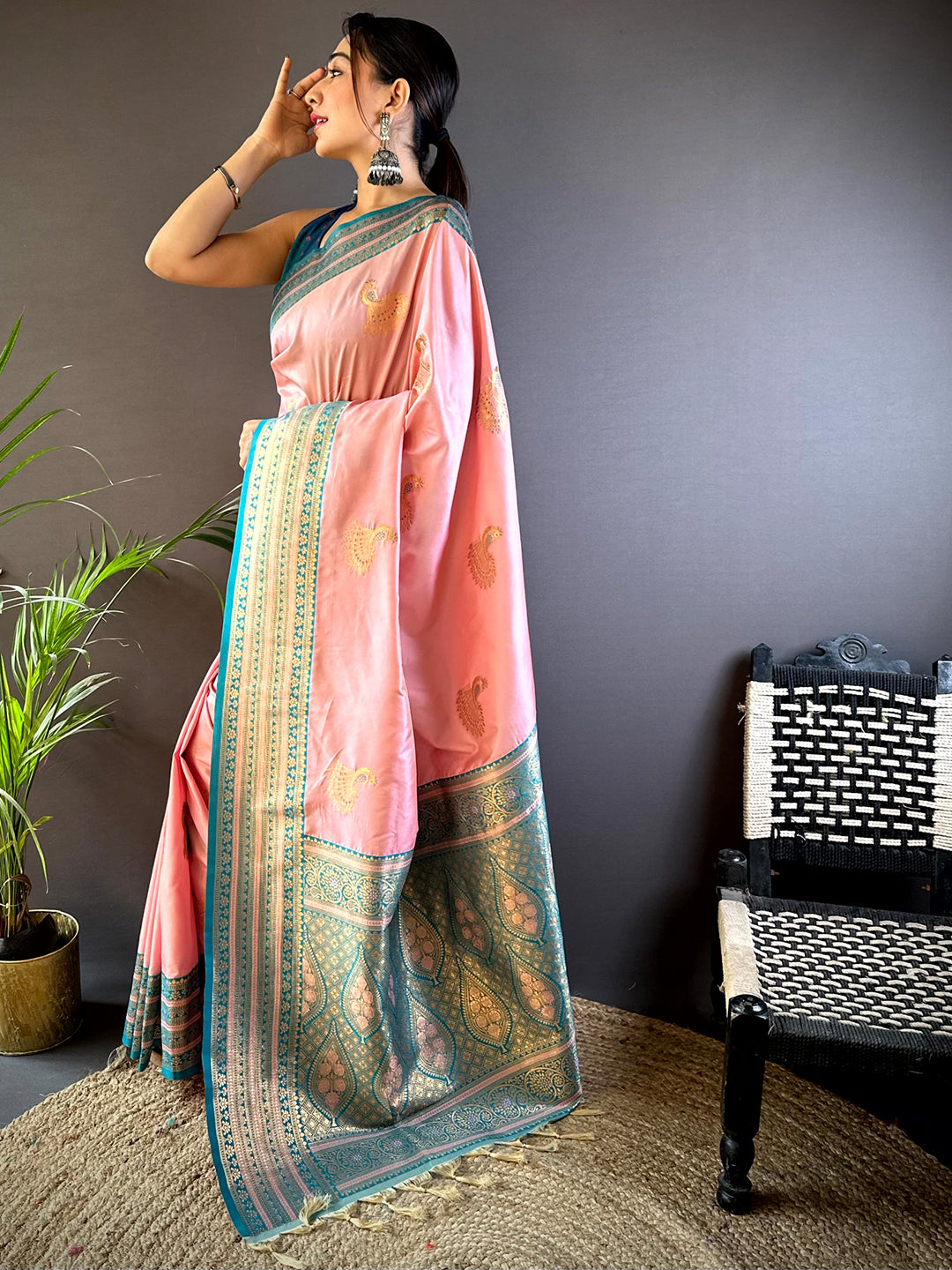 Baby Pink Soft Silk Kanjivaram Saree