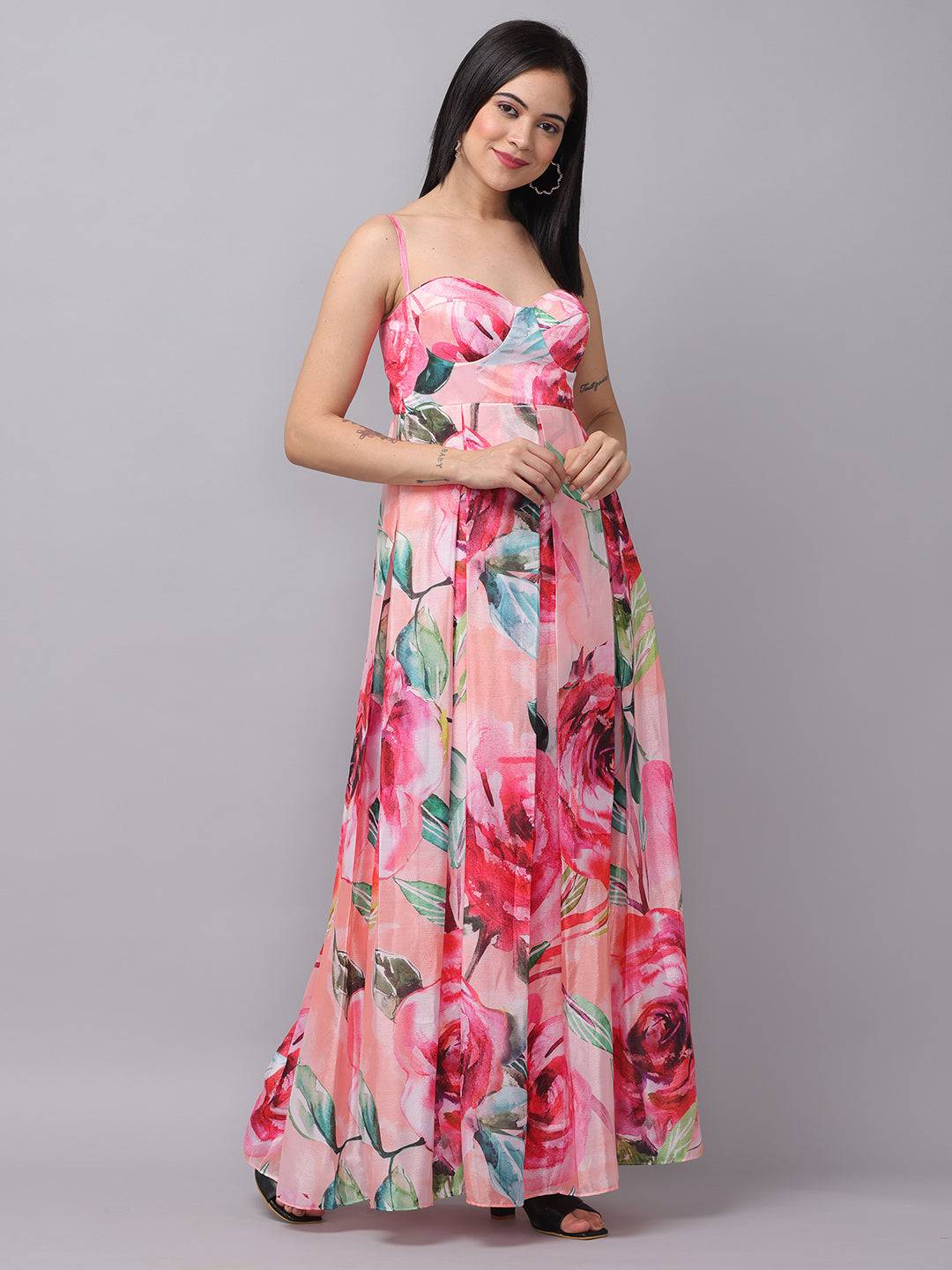 Rose Mist Chiffon Printed Dress