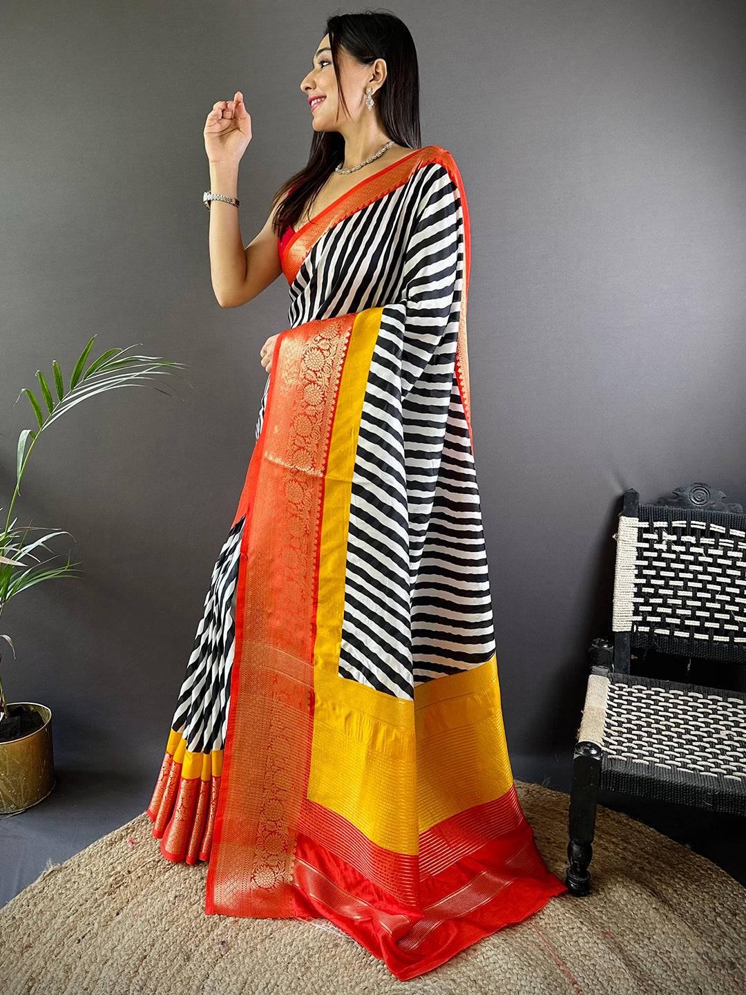 Heritage Glow Striped Zari Saree