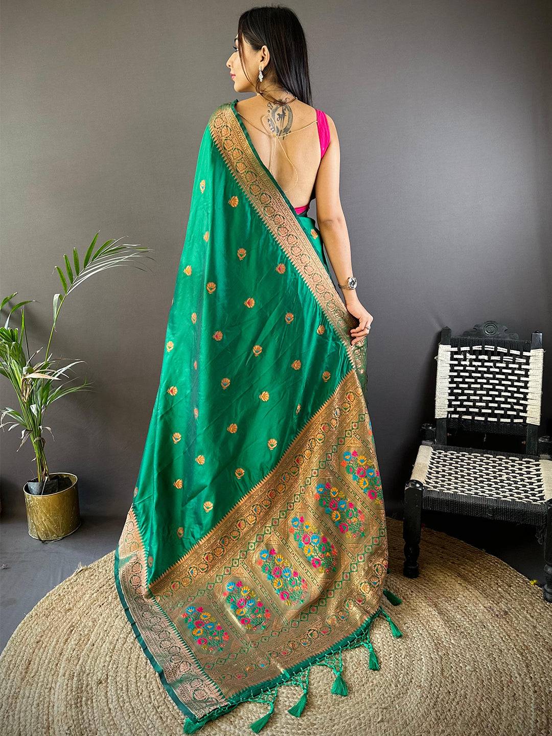 Rama Soft Silk Coppar Zari Weaving Saree