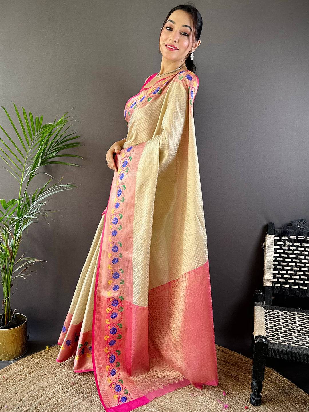 Radiant Floral Banarasi Kota Silk Saree