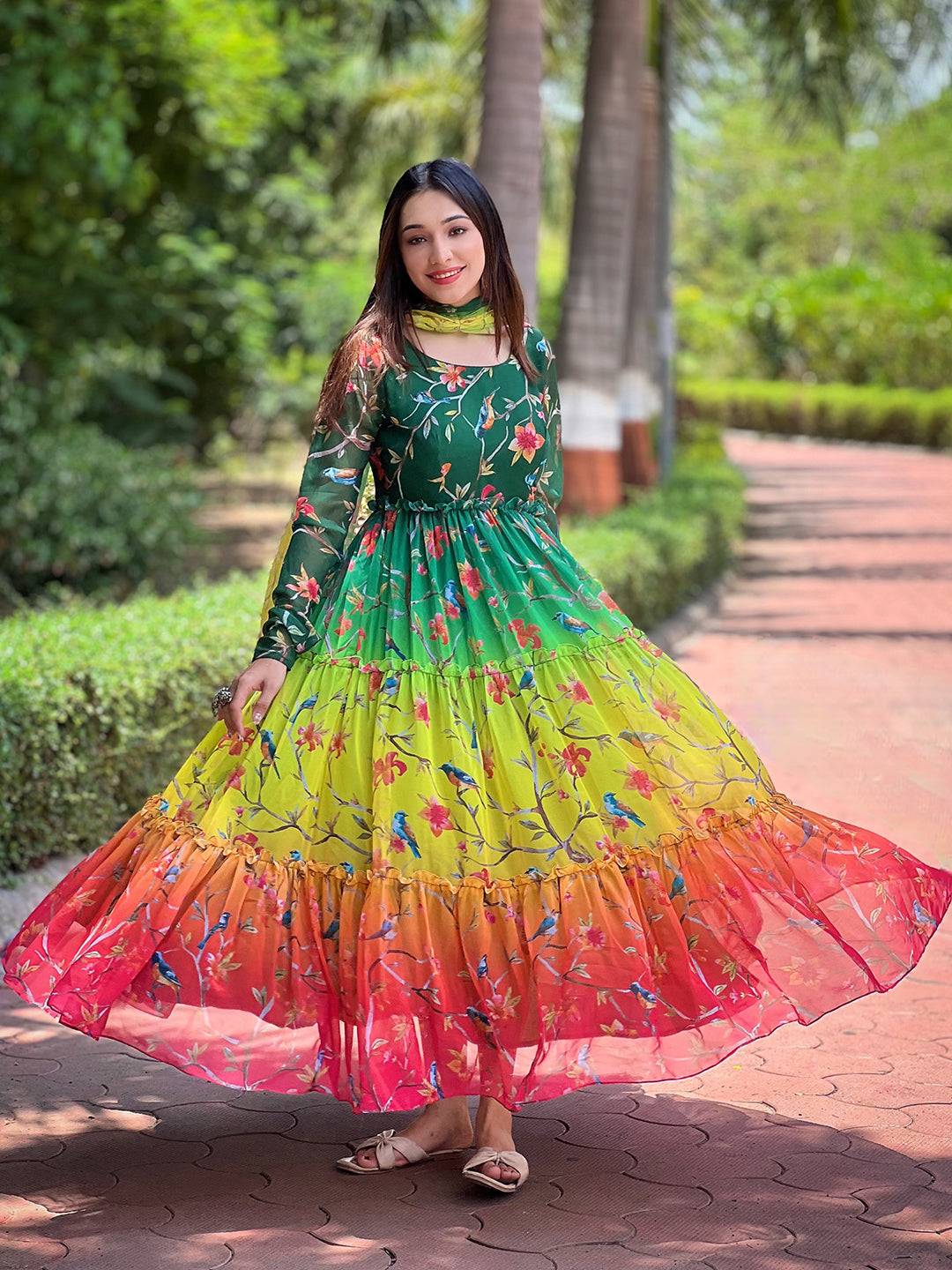 Vibrant Taniya Cocktail Colours Dress in garden