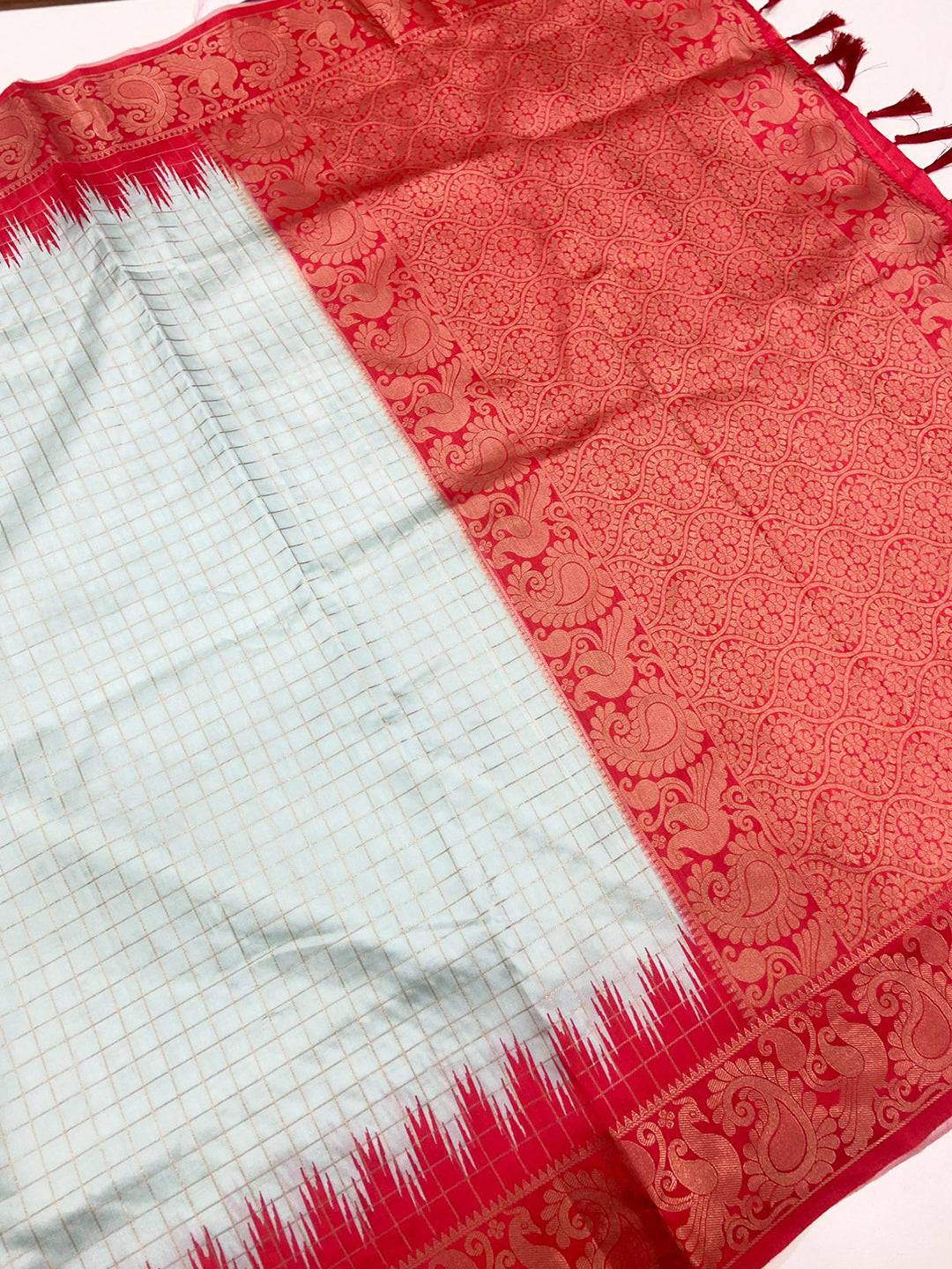 Cupric Sulfate Soft Silk Gadwal Weaving Saree