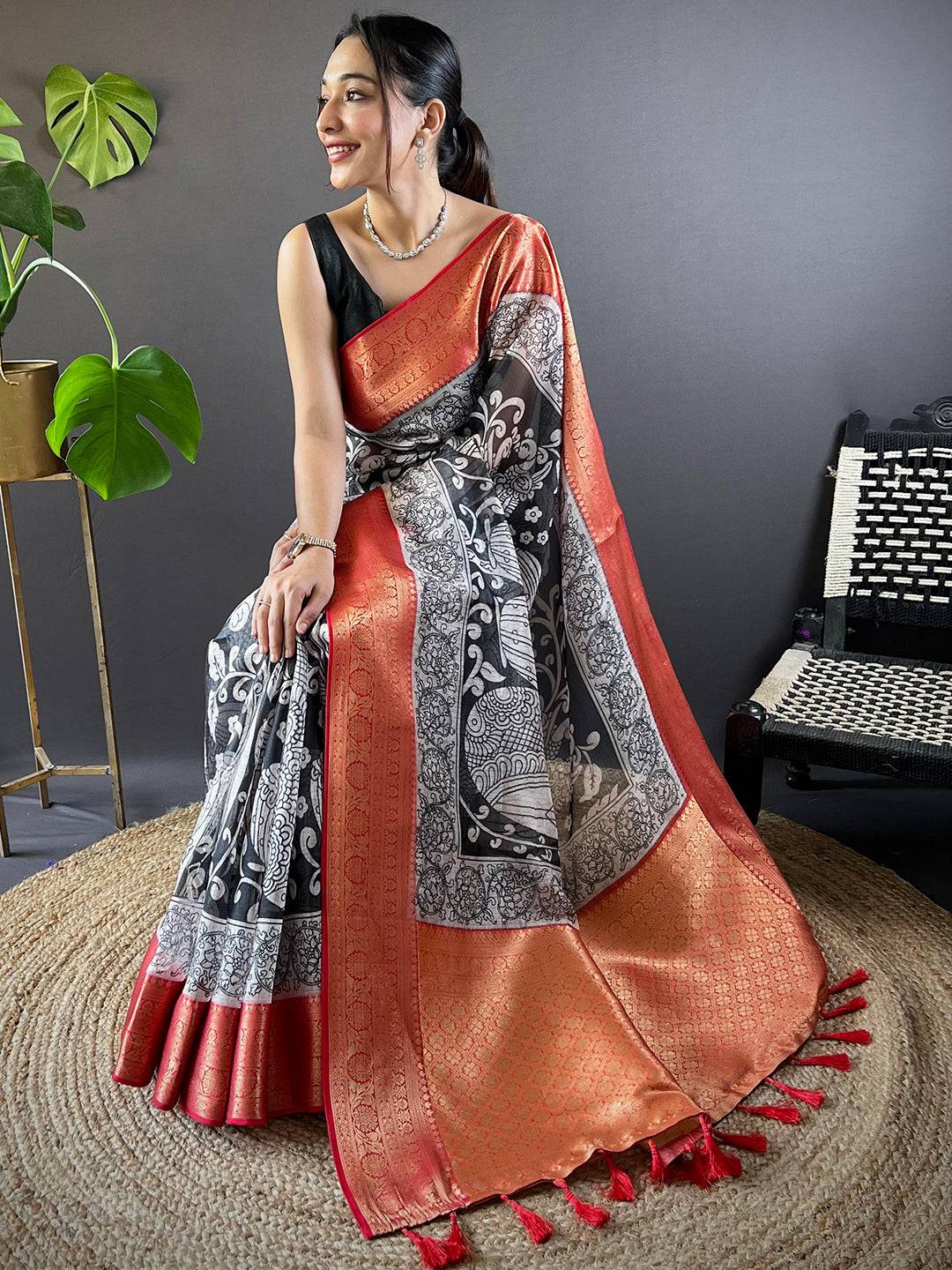 Pearl Kalamkari Kota Saree