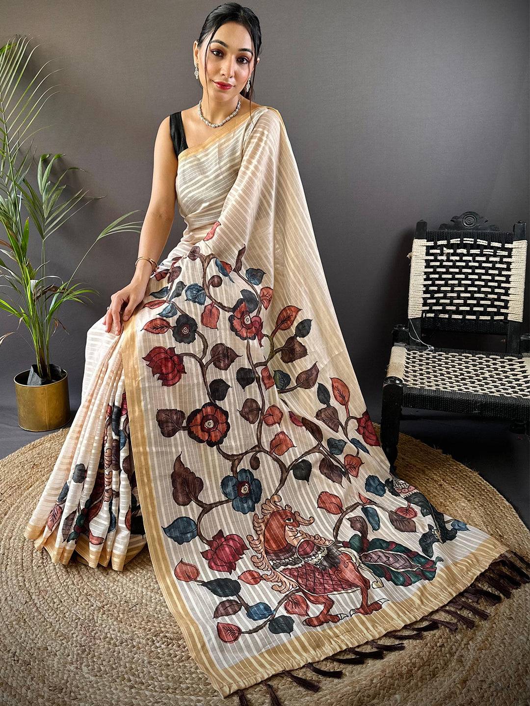 Artisan Bloom Kalamkari Saree