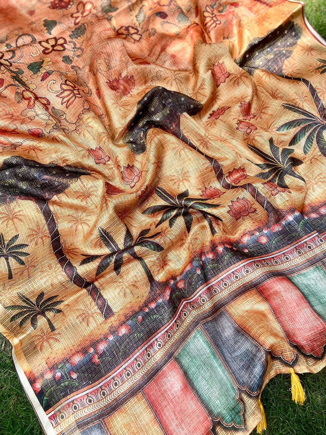 Kota Doriya Silk Saree With Flower Prints and Rich Pallu