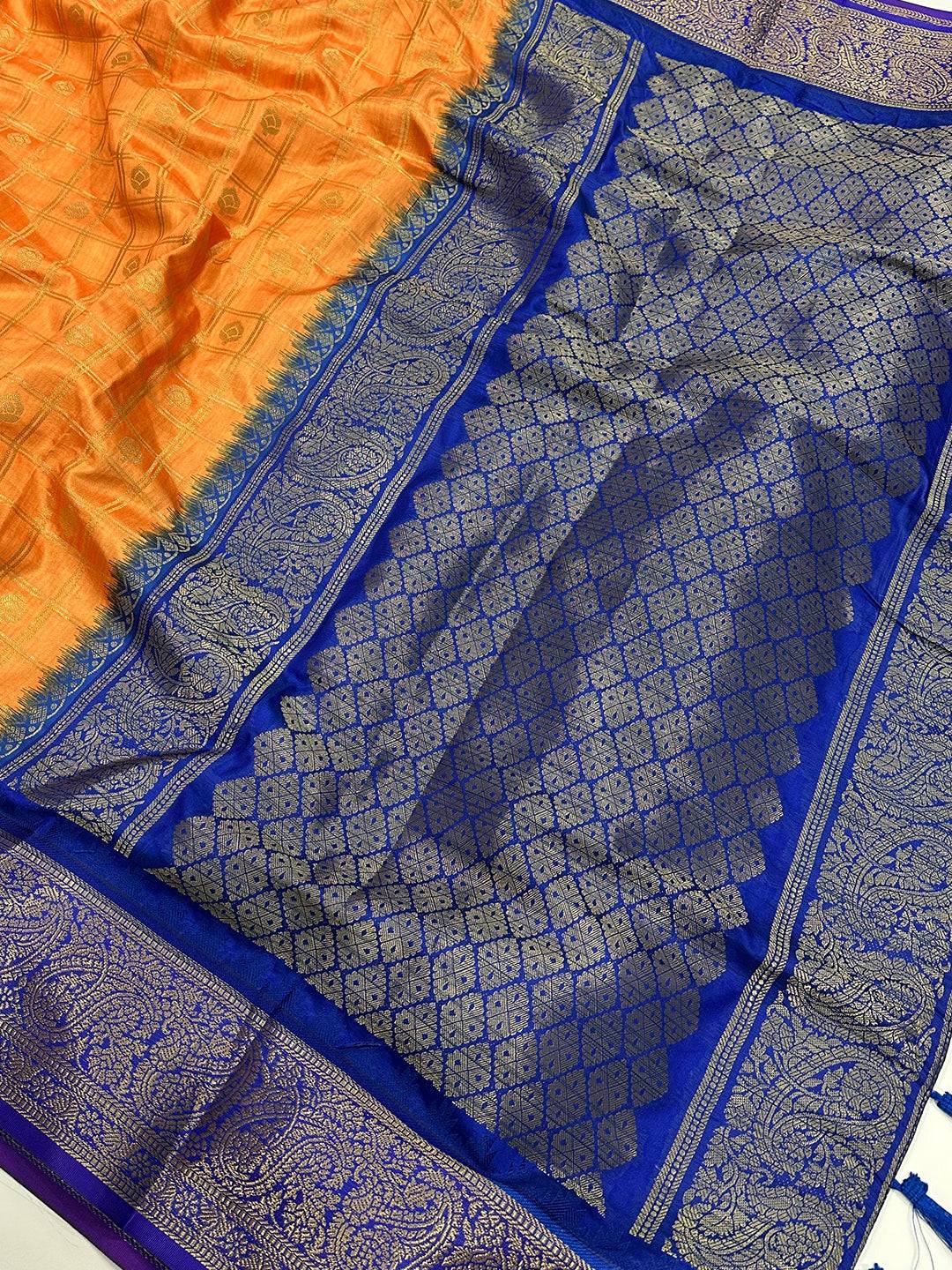 Vibrant Orange Kovai Banarasi Silk Saree