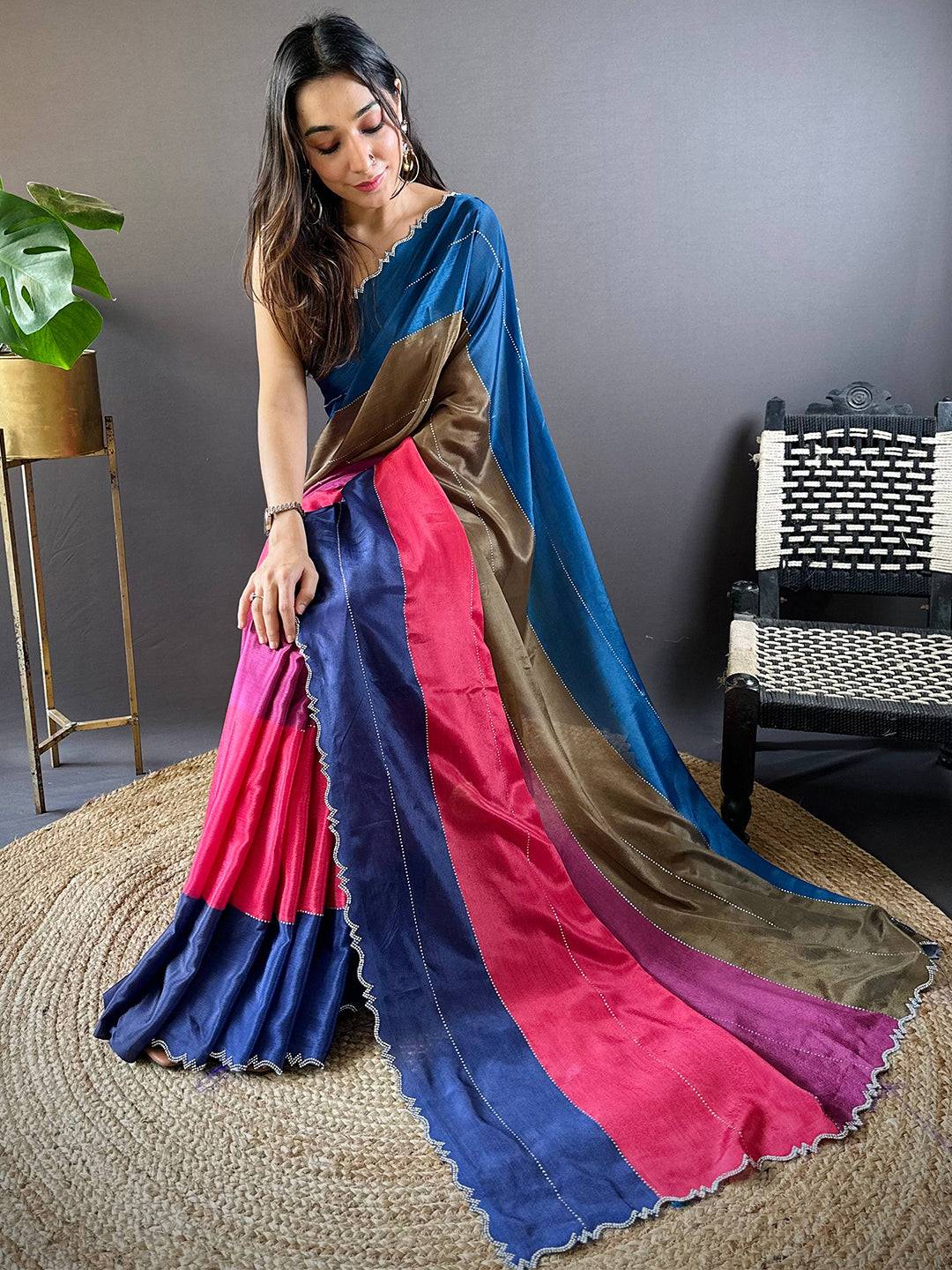 Radiant Multi Color Zarocan Saree