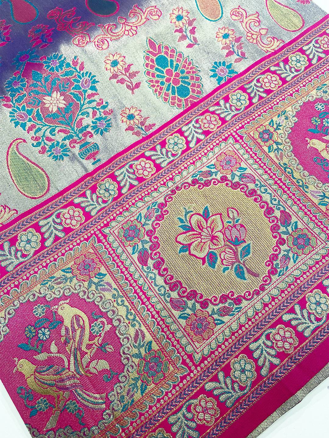 Close-up of paisley motifs on Dharmavaram Silk Saree