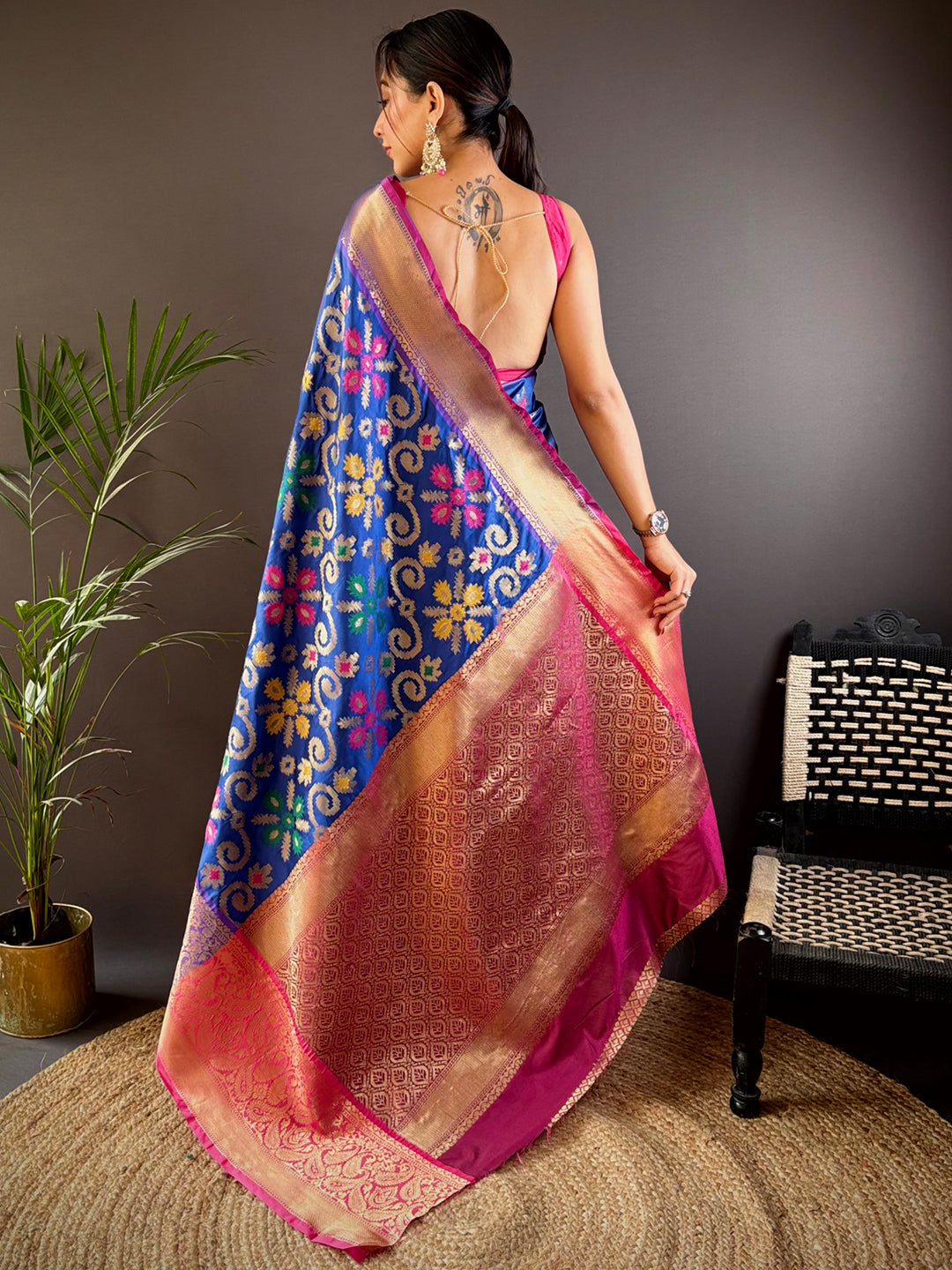 Blue Meenakari Banarasi Silk Saree