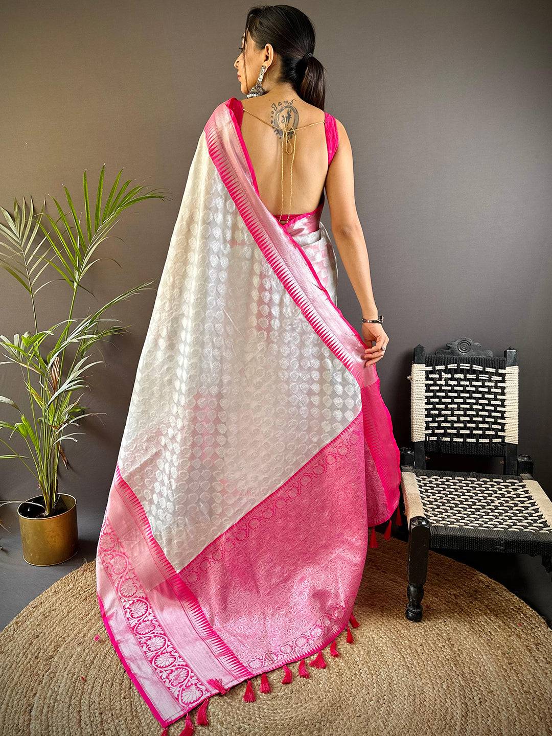 Silver Radiance Woven Silk Saree