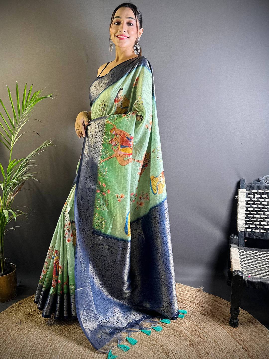 Olive Chex Radiance Banarasi Silk Saree