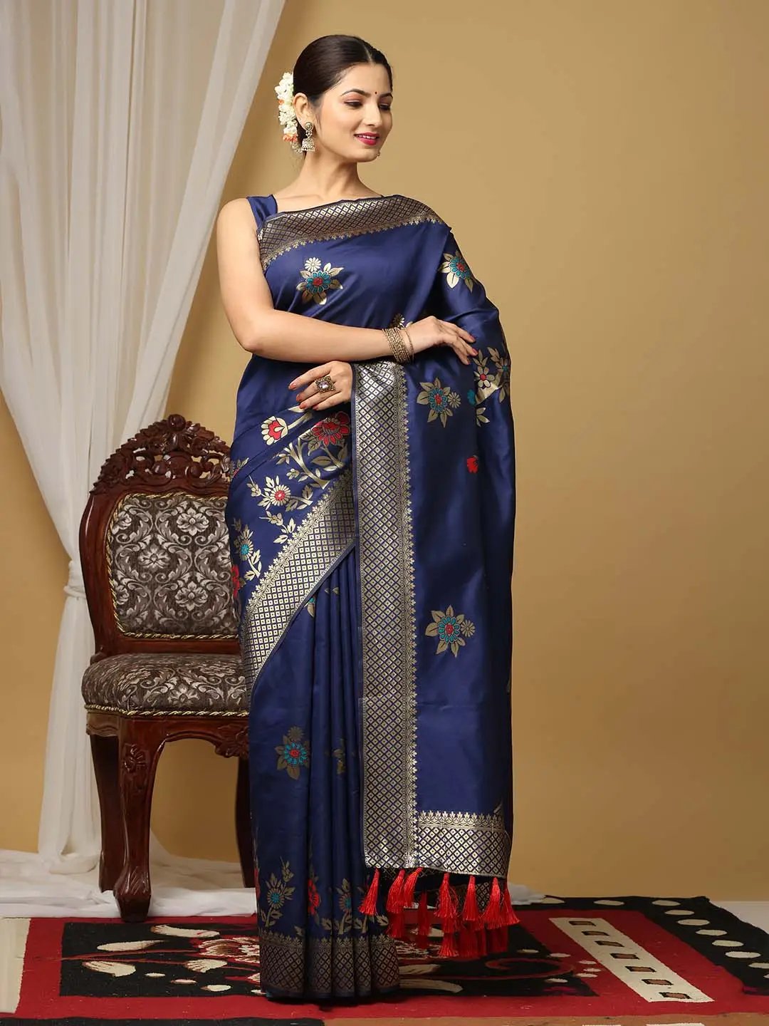 Banarasi Katan Silk  Saree With Zari Butti