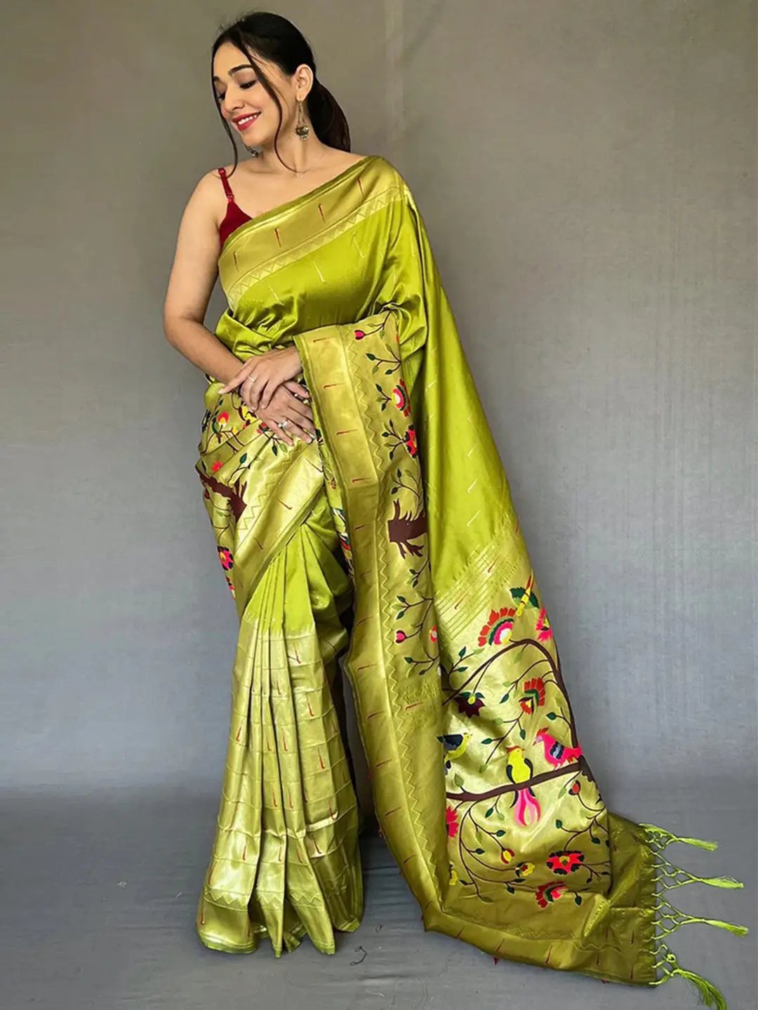 Buy Green Paithani Saree for Women Online from India's Luxury Designers 2024