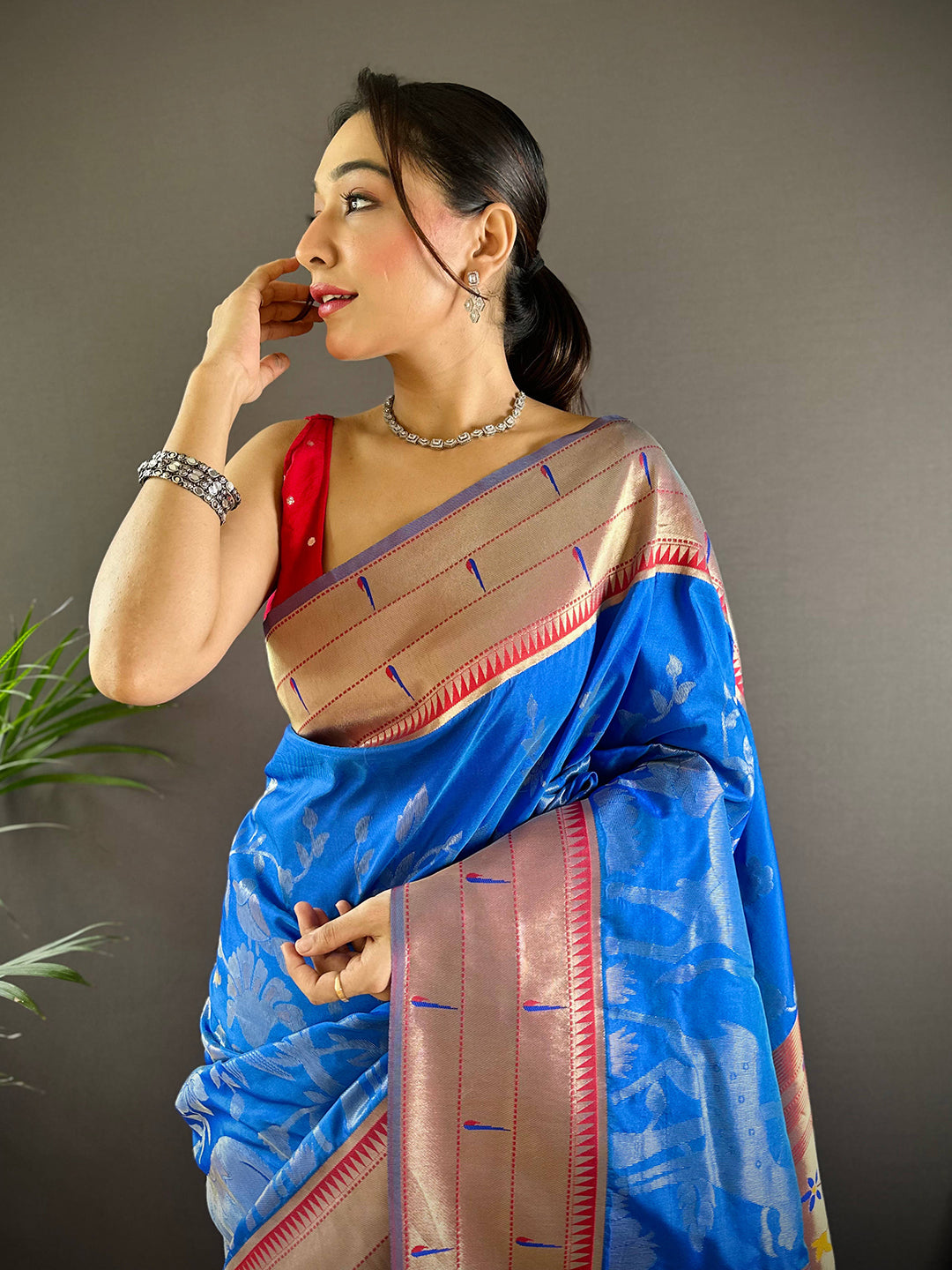 Royal Blue Paithani Silk Pichwai Woven Saree