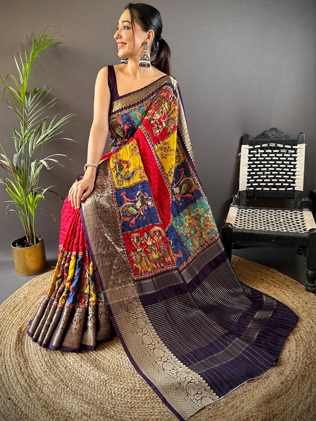 Patchwork Grace Viscose Dola Silk Saree