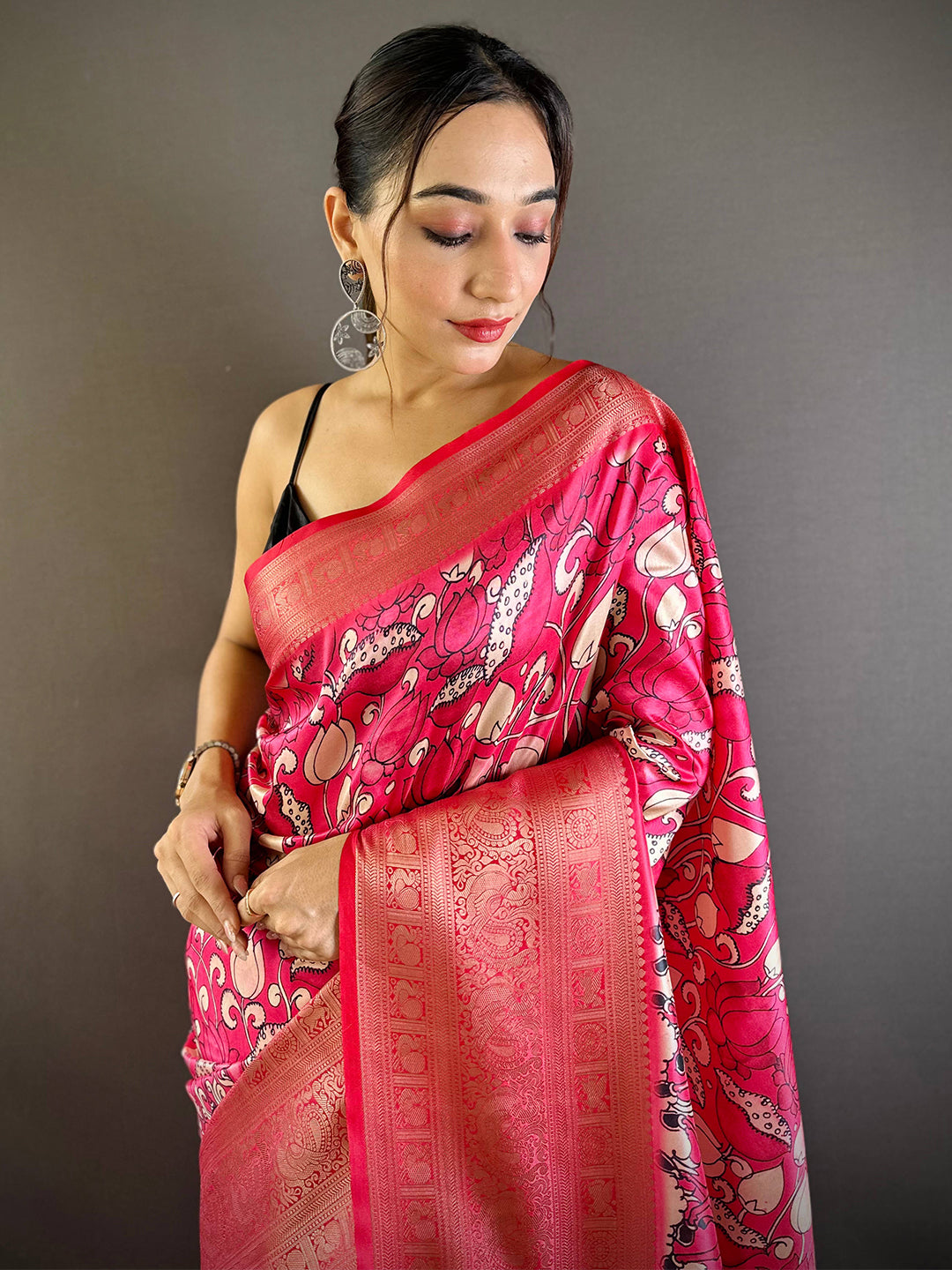 Pink Serenity Soft Silk Kalamkari Saree