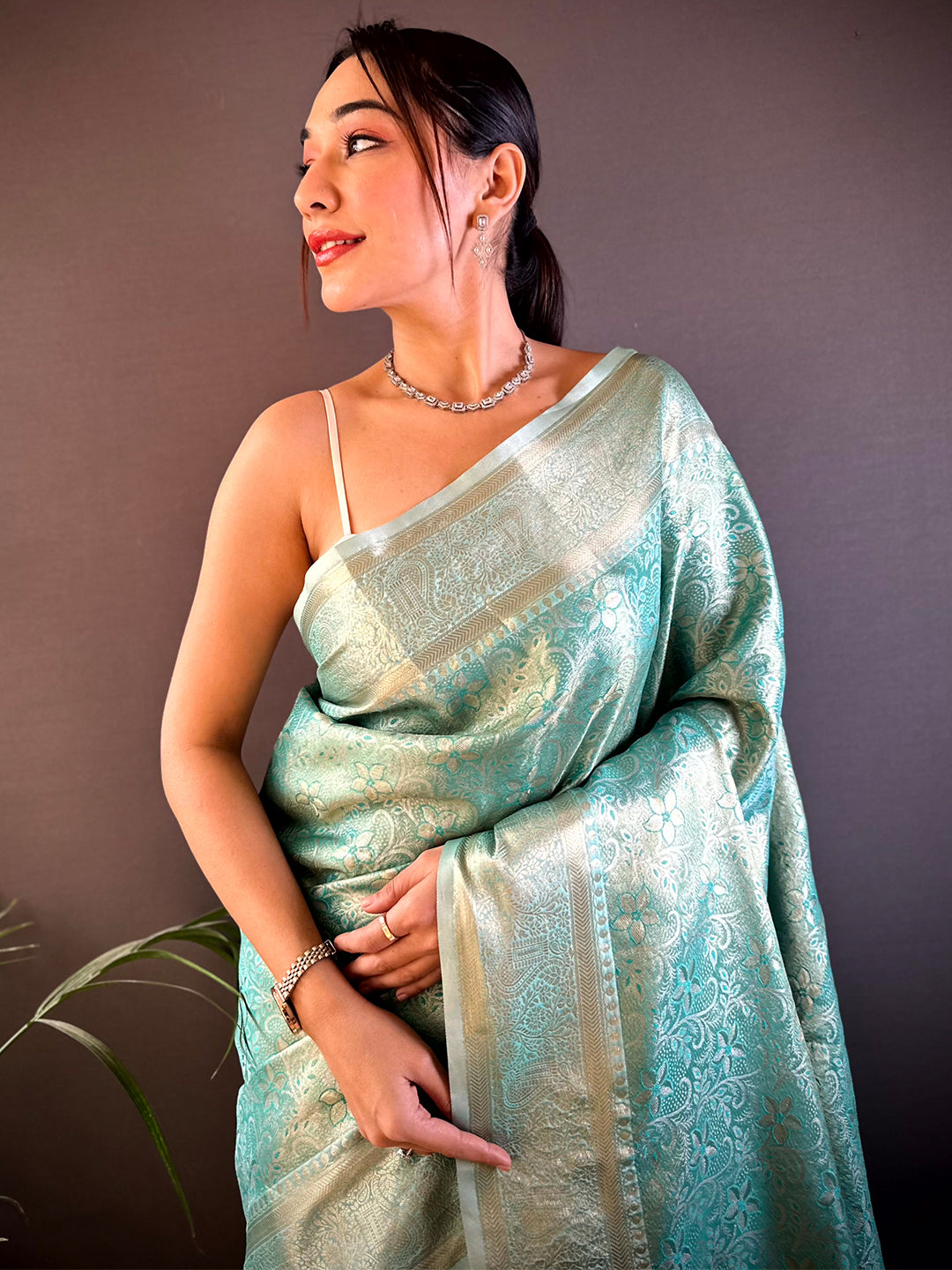 Light Pista Soft Kanjivaram Silk Saree